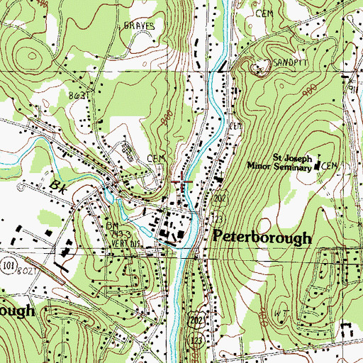 Topographic Map of Peterborough Fire and Rescue, NH