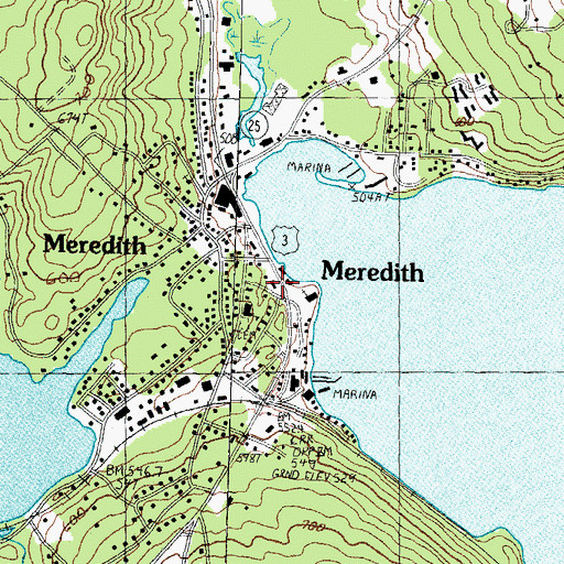 Topographic Map of Meredith Fire Department Main Station, NH
