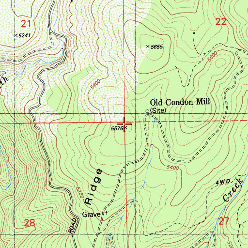 Topographic Map of Gaston Ridge, CA