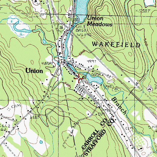 Topographic Map of Wakefield Fire and Rescue Station 3, NH