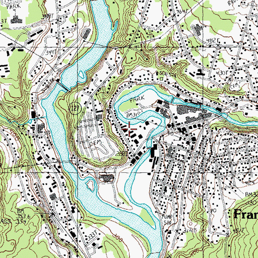 Topographic Map of Franklin Fire Department, NH