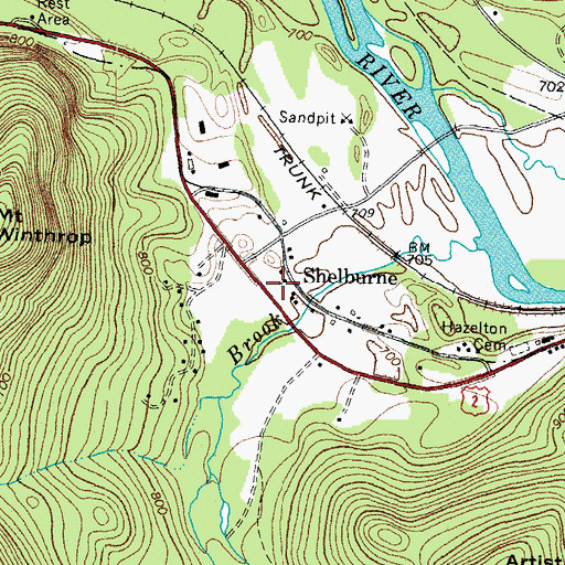 Topographic Map of Shelburne Fire Department, NH