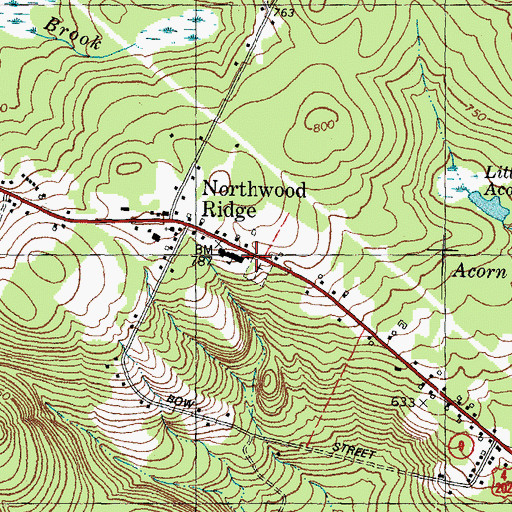Topographic Map of Northwood Fire Rescue Ridge Station, NH