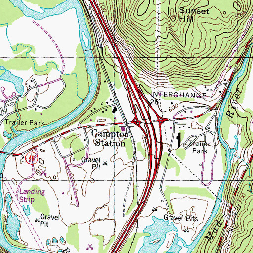 Topographic Map of Campton - Thornton Fire Department Station 1 Headquarters, NH