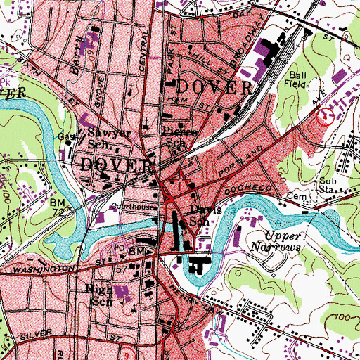 Topographic Map of Dover Fire and Rescue Department Central Station, NH