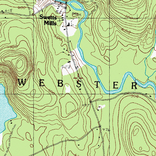 Topographic Map of Webster Fire Department, NH