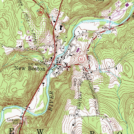 Topographic Map of New Boston Fire Department, NH