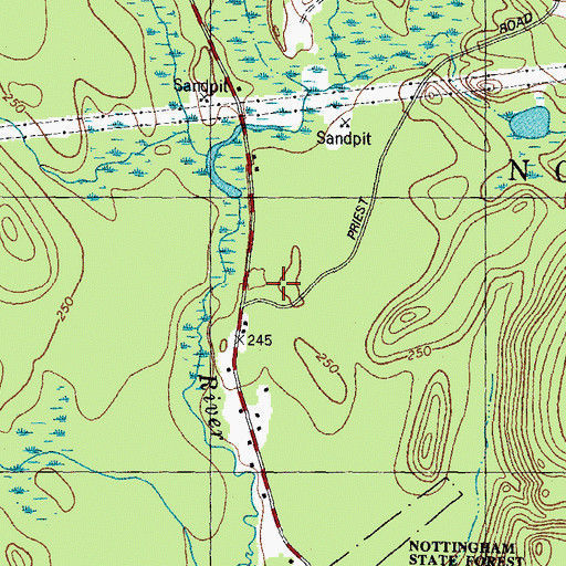 Topographic Map of Nottingham Fire Department, NH