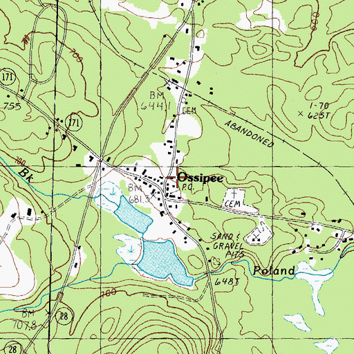 Topographic Map of Ossipee Corner Fire Department, NH