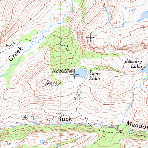 Topographic Map of Gem Lake, CA