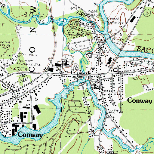 Topographic Map of Conway Village Fire Department, NH