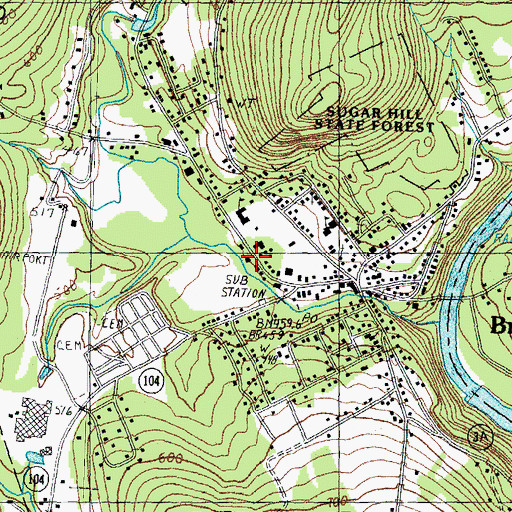 Topographic Map of Bristol Fire Department, NH