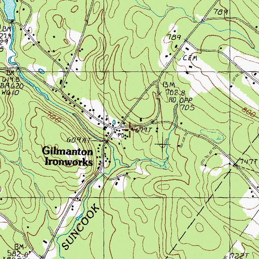 Topographic Map of Gilmanton Fire Department Station 1, NH