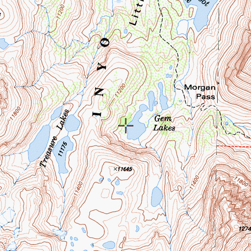 Topographic Map of Gem Lakes, CA