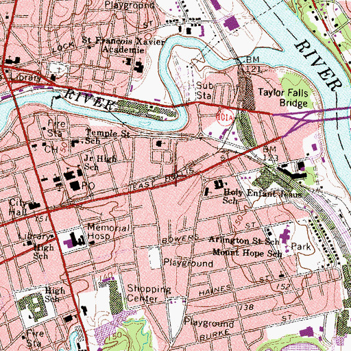 Topographic Map of City of Nashua Fire and Rescue Station 4 Headquarters, NH