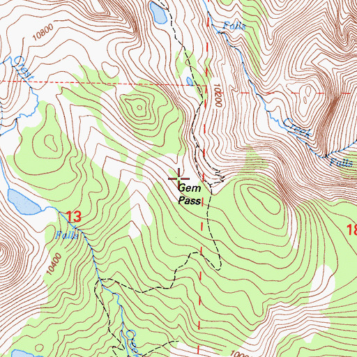 Topographic Map of Gem Pass, CA