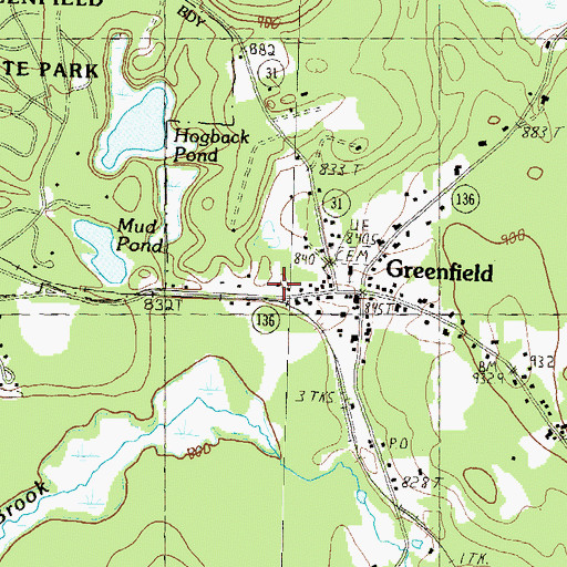 Topographic Map of Greenfield Fire Department, NH