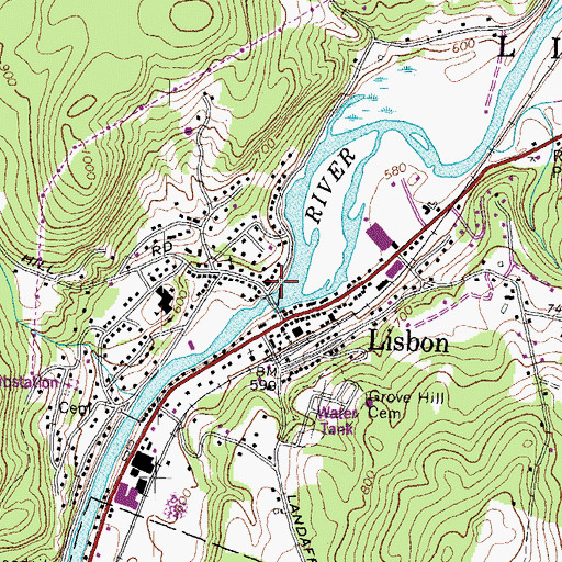 Topographic Map of Lisbon Fire Department, NH