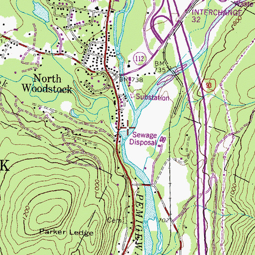 Topographic Map of Woodstock Fire Department, NH