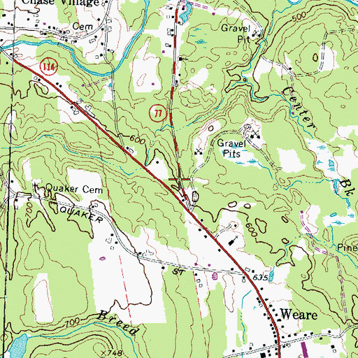 Topographic Map of Weare Fire Department - Central Station Headquarters, NH