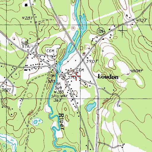 Topographic Map of Loudon Fire Department Station 1, NH