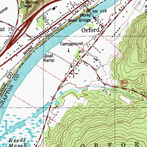 Topographic Map of Orford Volunteer Fire Department, NH