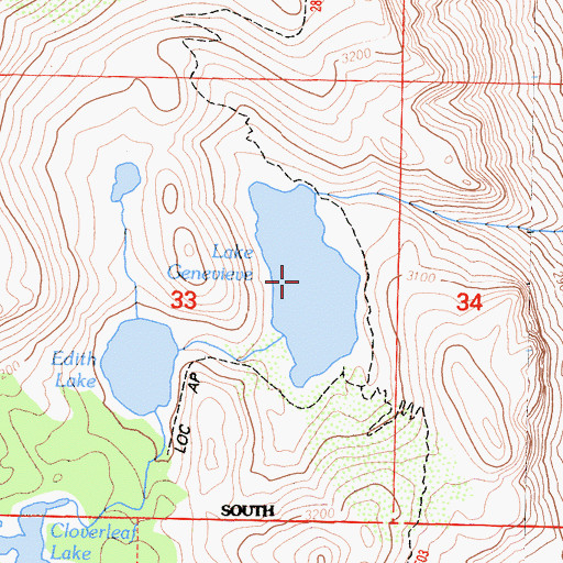 Topographic Map of Lake Genevieve, CA