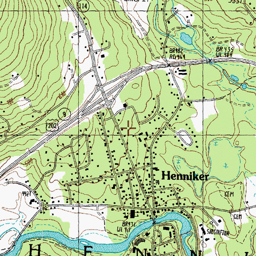 Topographic Map of Henniker Fire and Rescue Station, NH