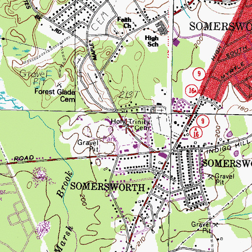 Topographic Map of Somersworth Fire Department, NH