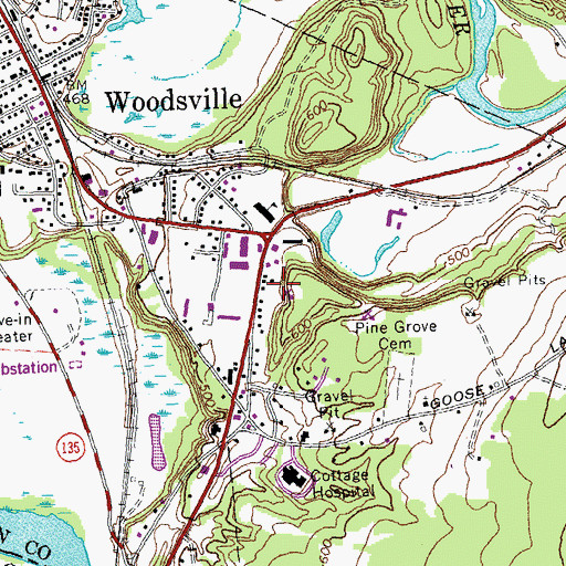 Topographic Map of Woodsville Fire and Rescue, NH