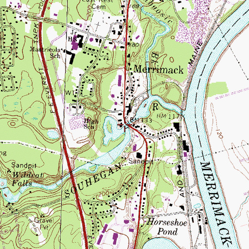 Topographic Map of Merrimack Fire Department Station 1 Headquarters, NH