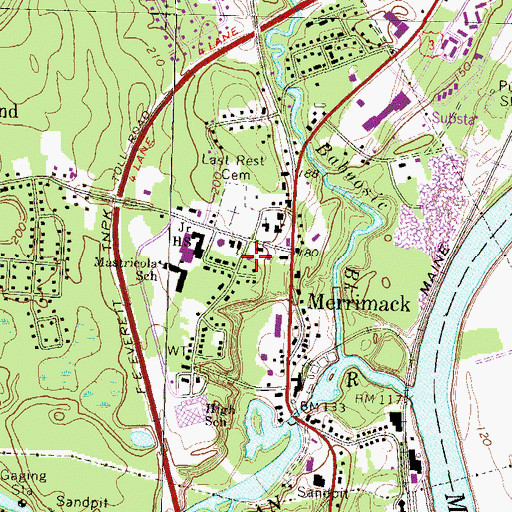 Topographic Map of Merrimack Fire Department Station 4, NH