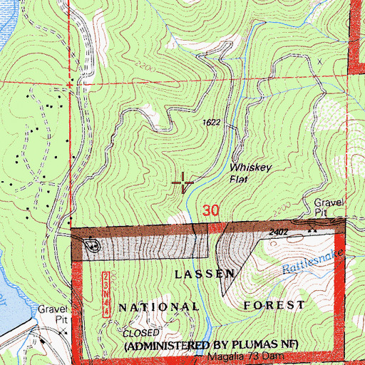 Topographic Map of Genil Mine, CA