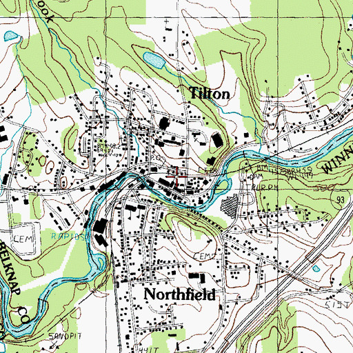 Topographic Map of Tilton Northfield Fire and Emergency Medical Services Center Street, NH