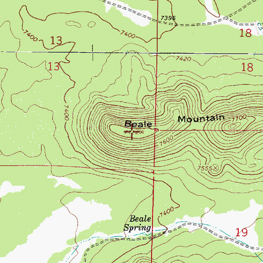 Topographic Map of Beale Mountain, AZ