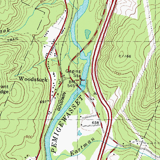 Topographic Map of Woodstock Fire Department Station 2 Lower Station, NH