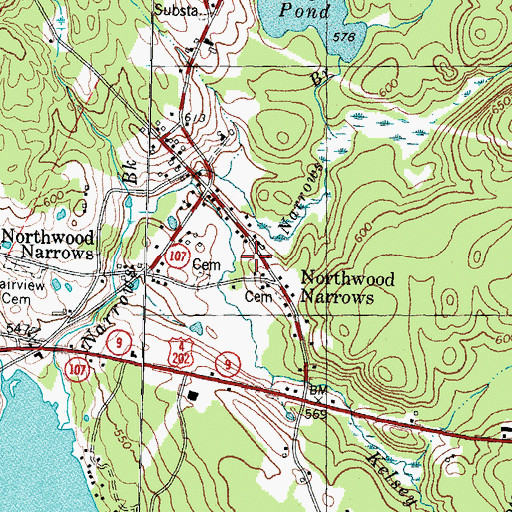 Topographic Map of Northwood Fire Rescue Narrows Station, NH