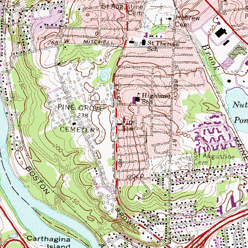 Topographic Map of Manchester Fire Department Station 9, NH