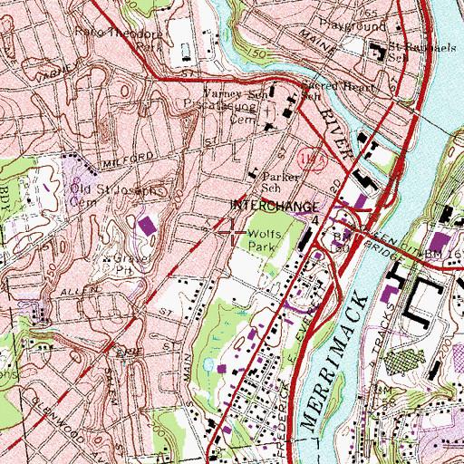Topographic Map of Manchester Fire Department Station 2, NH