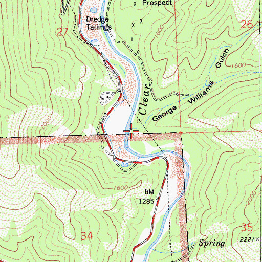Topographic Map of George Williams Gulch, CA