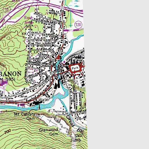 Topographic Map of Lebanon Fire Department Station 1 Headquarters, NH
