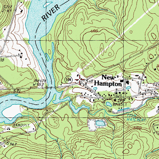 Topographic Map of New Hampton Fire Department, NH
