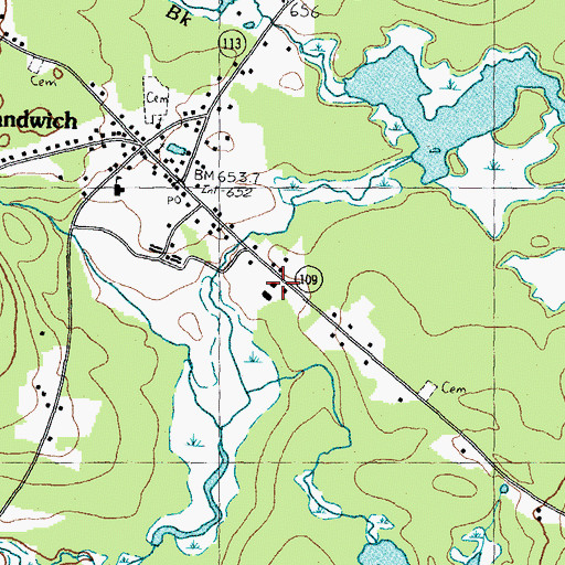 Topographic Map of Sandwich Fire Rescue Department Central Station, NH