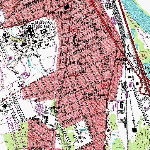 Topographic Map of Concord Fire Department Station 4 Broadway Fire Station, NH