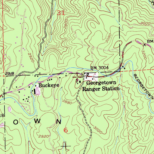 Topographic Map of Georgetown Ranger Station, CA