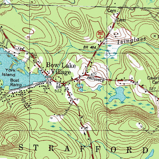 Topographic Map of Strafford Fire and Rescue Bow Lake Station, NH