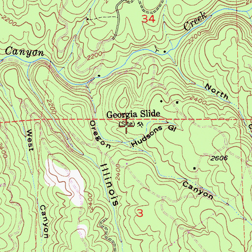 Topographic Map of Georgia Slide, CA