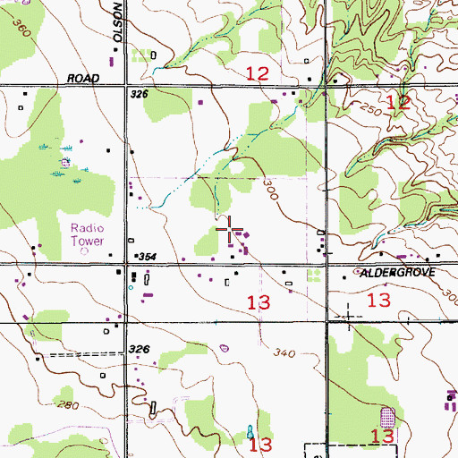 Topographic Map of Aldergrove Farms, WA