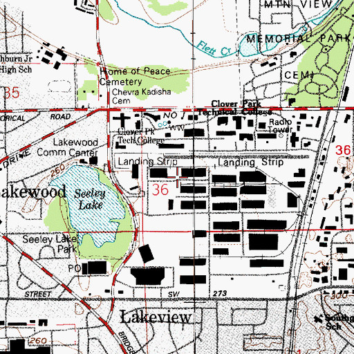 Topographic Map of Lakewood Tacoma Industrial Park, WA