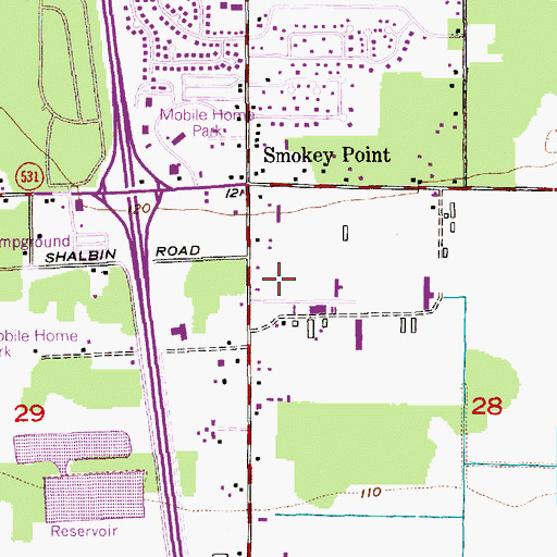 Topographic Map of Smokey Point Daycare and Kindergarten, WA